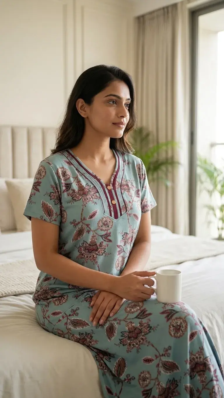 Premium Floral Printed Night Gown