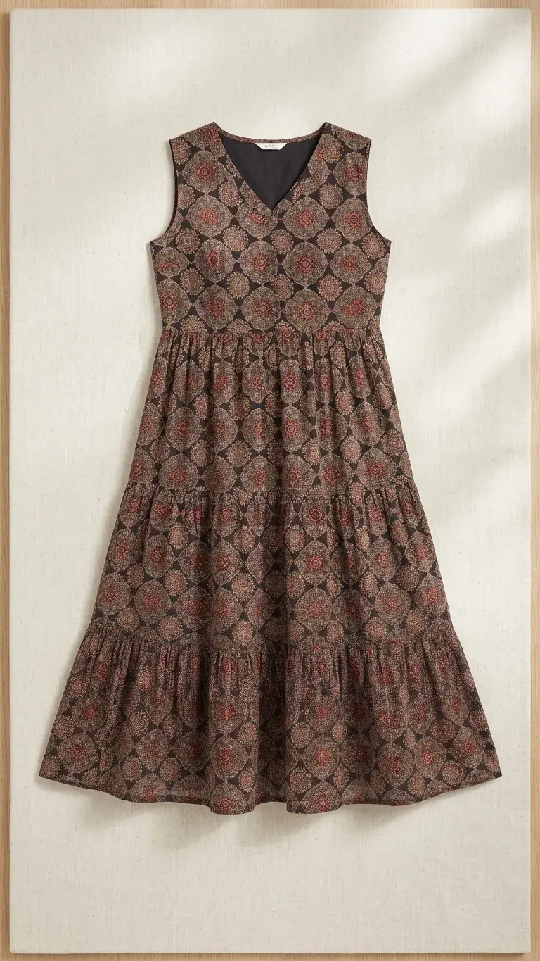 Printed Tiered Midi Dress