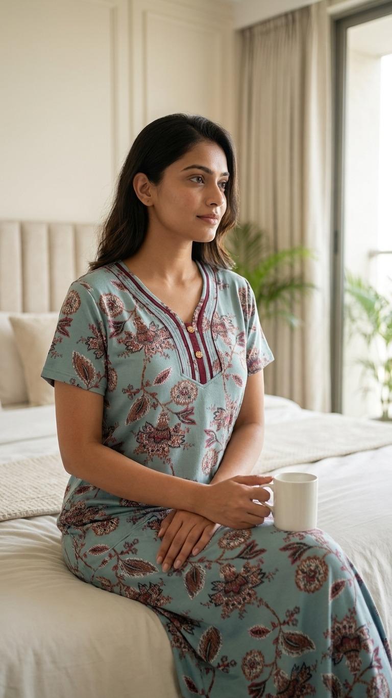 Premium Floral Printed Night Gown